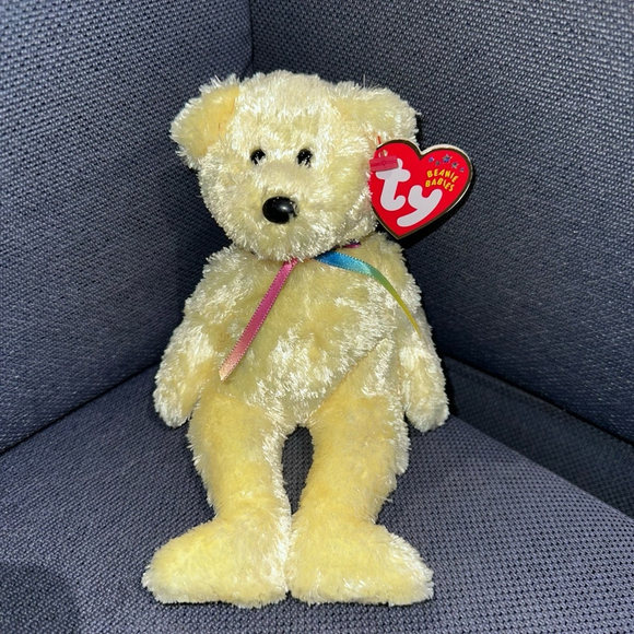 Ty Beanie Babies Other - Ty Beanie Babies Sherbet Bear, Yellow Rainbow, 6 inch